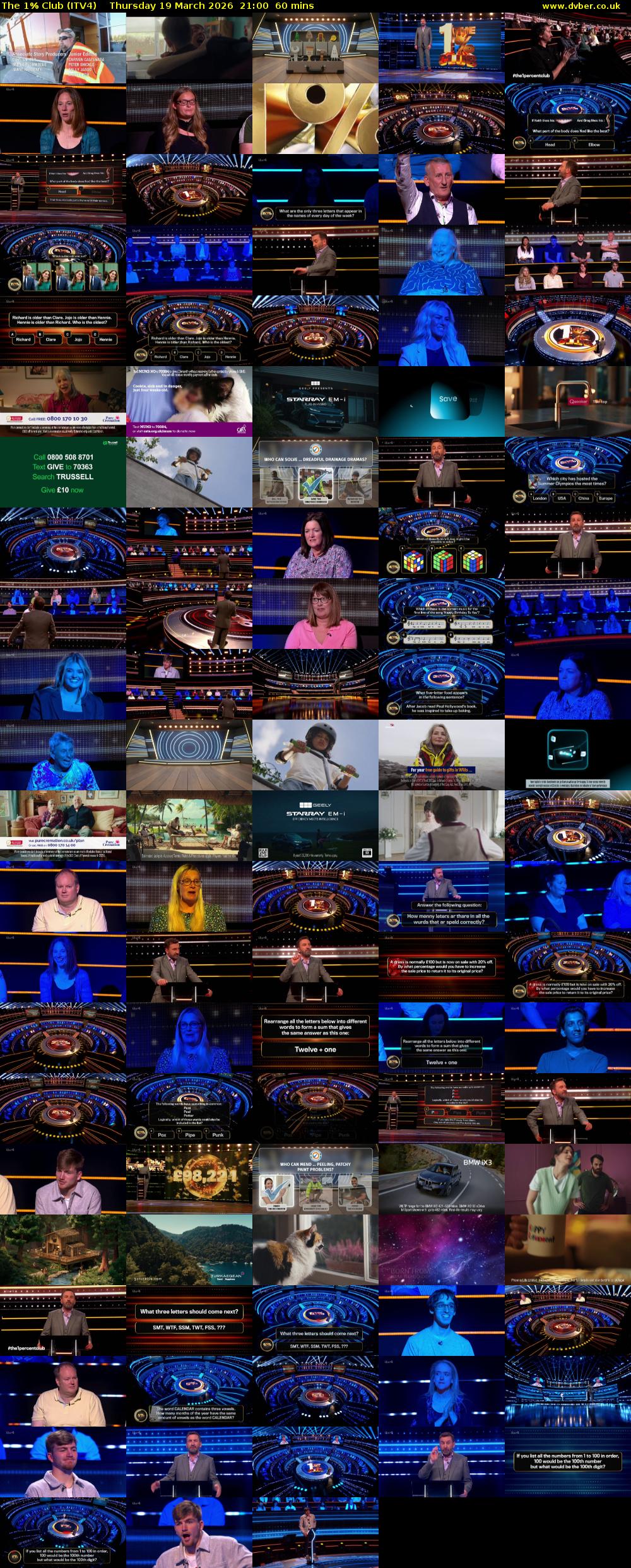 The 1% Club (ITV4) Thursday 19 March 2026 21:00 - 22:00