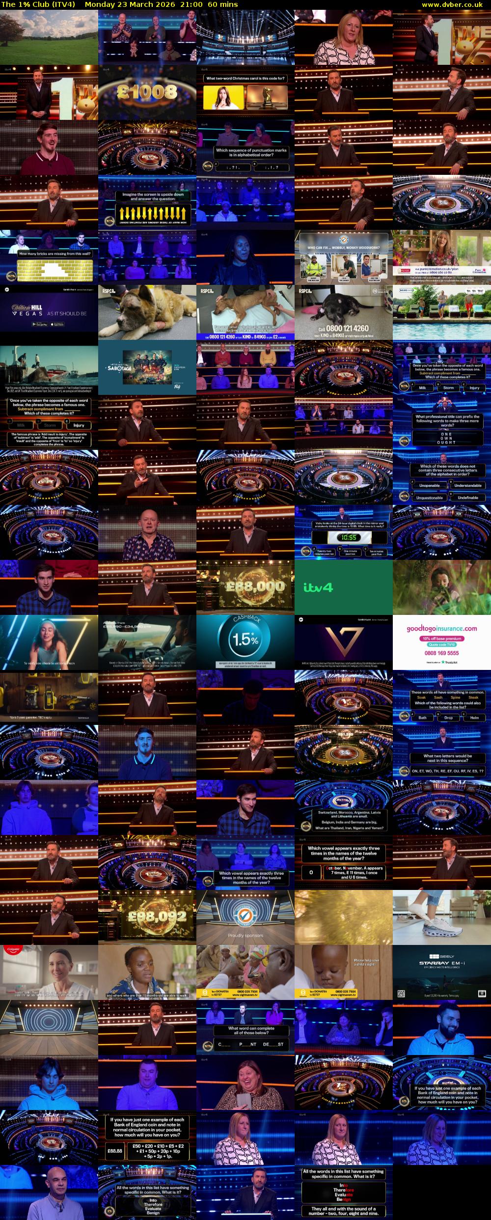 The 1% Club (ITV4) Monday 23 March 2026 21:00 - 22:00