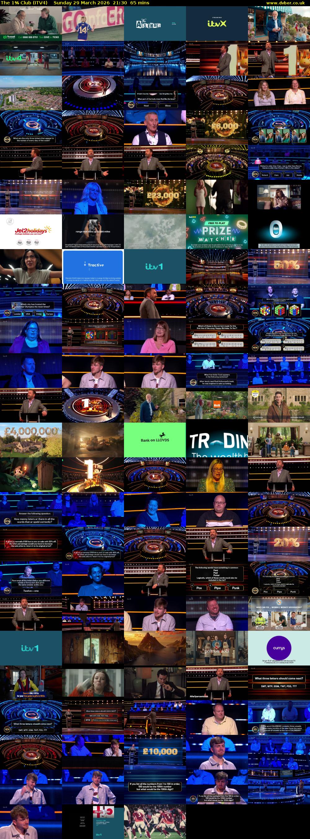 The 1% Club (ITV4) Sunday 29 March 2026 21:30 - 22:35