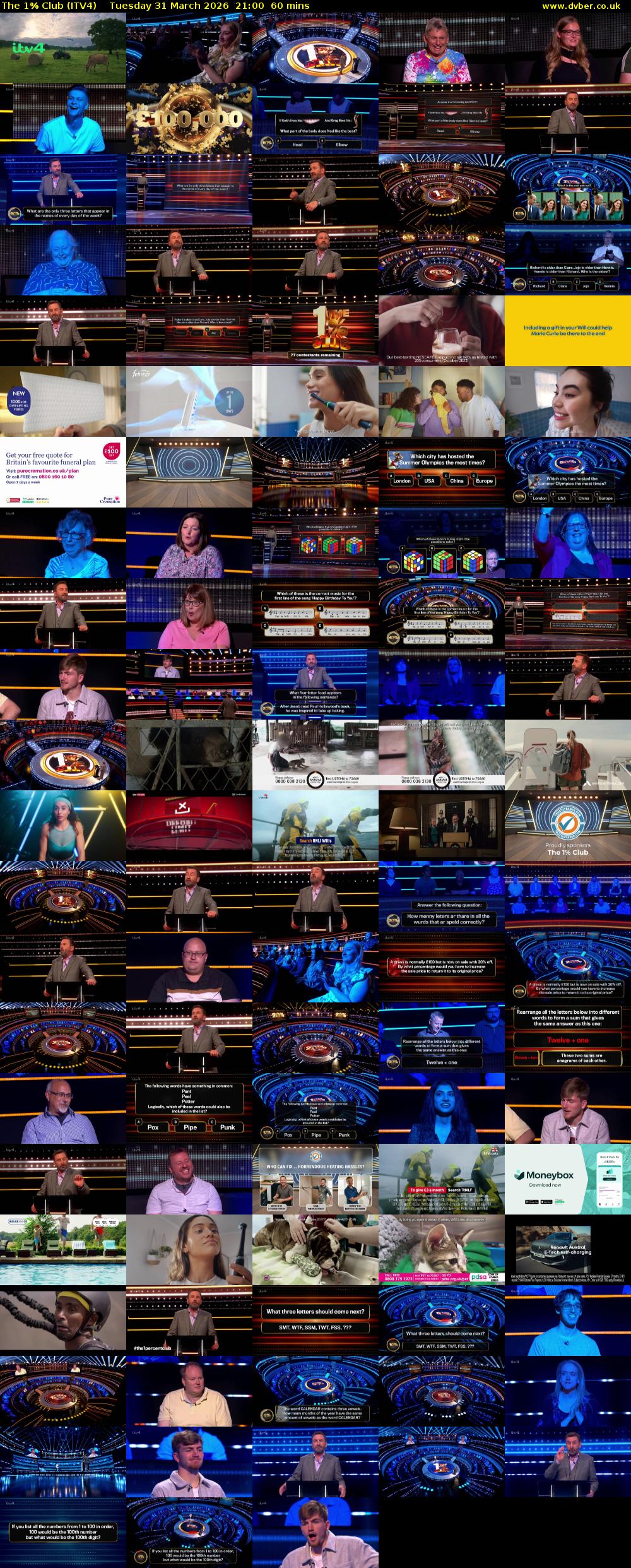 The 1% Club (ITV4) Tuesday 31 March 2026 21:00 - 22:00