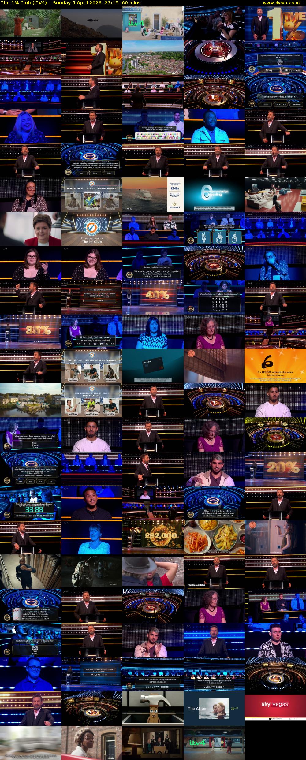 The 1% Club (ITV4) Sunday 5 April 2026 23:15 - 00:15