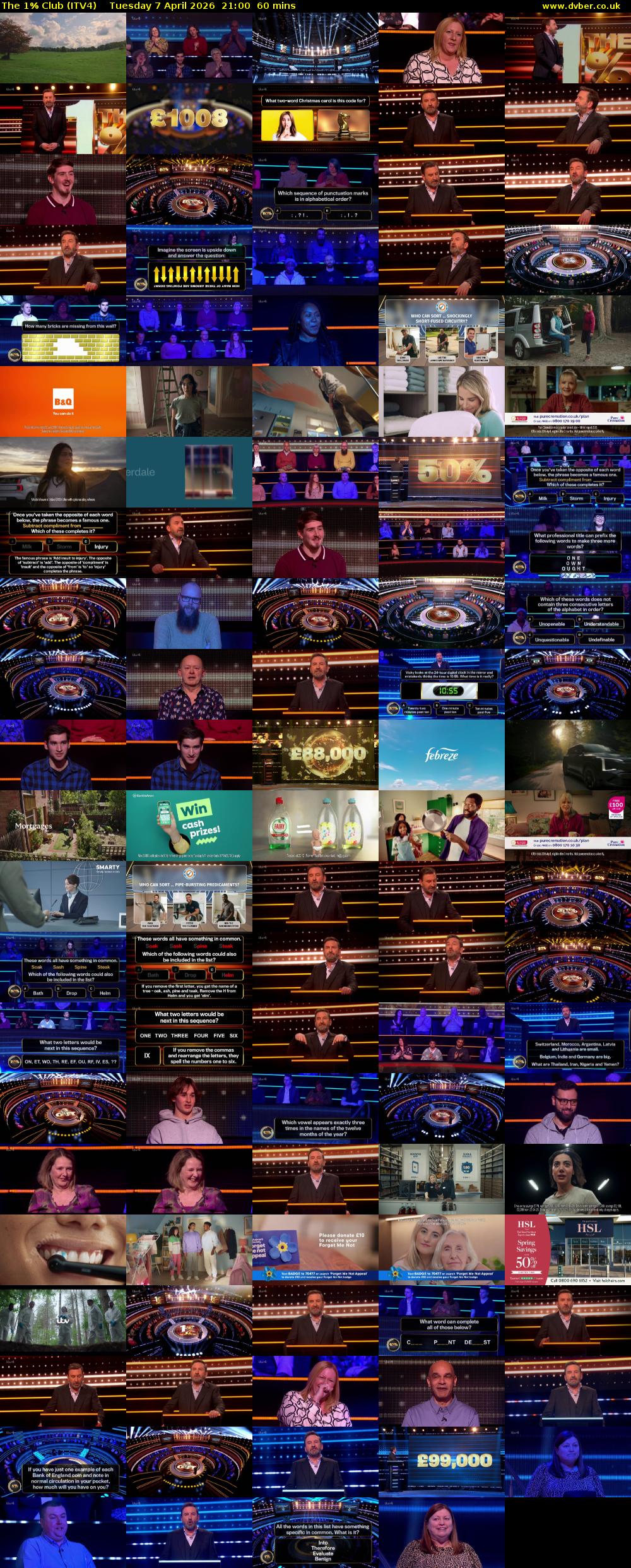 The 1% Club (ITV4) Tuesday 7 April 2026 21:00 - 22:00