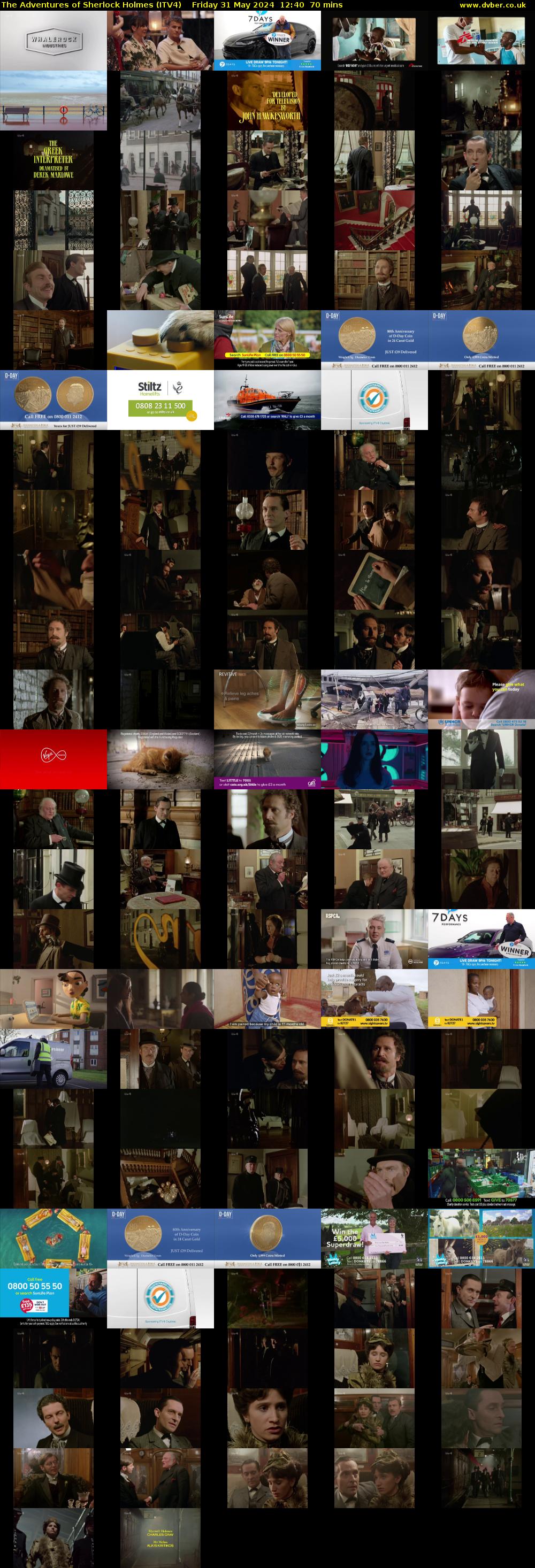 The Adventures of Sherlock Holmes (ITV4) Friday 31 May 2024 12:40 - 13:50