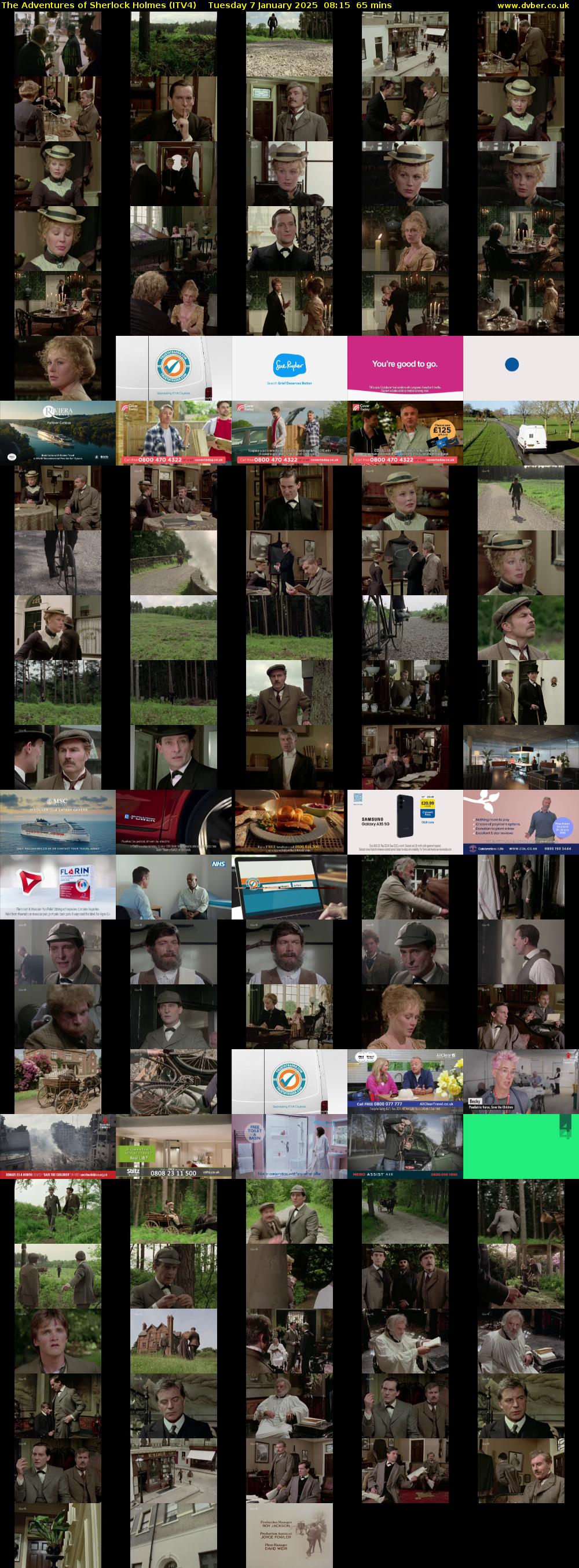 The Adventures of Sherlock Holmes (ITV4) Tuesday 7 January 2025 08:15 - 09:20