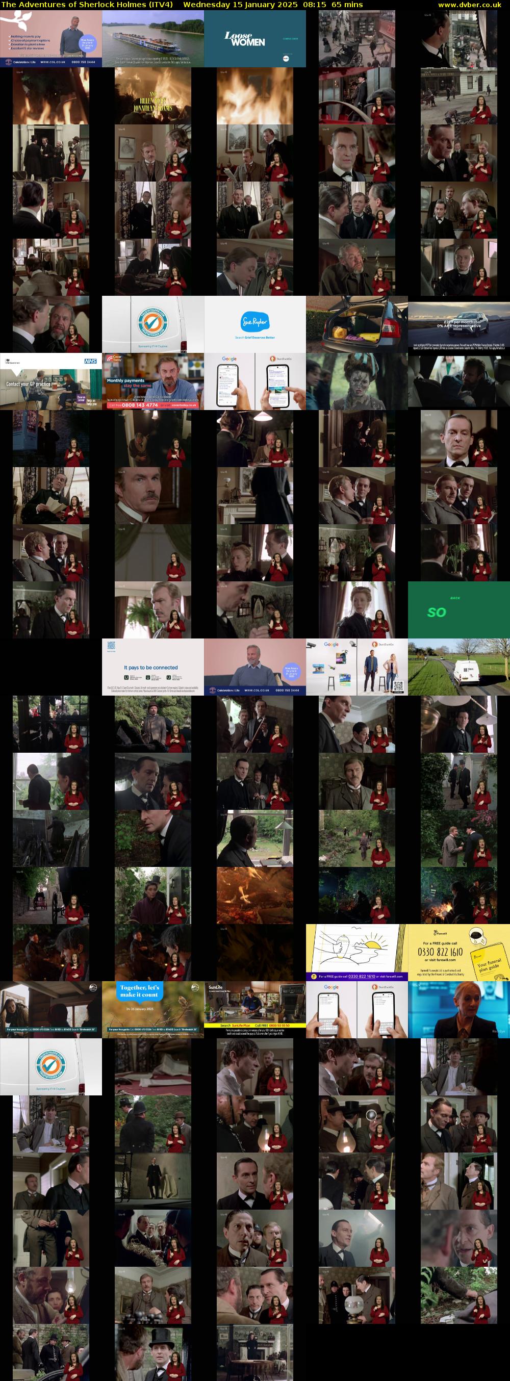 The Adventures of Sherlock Holmes (ITV4) Wednesday 15 January 2025 08:15 - 09:20