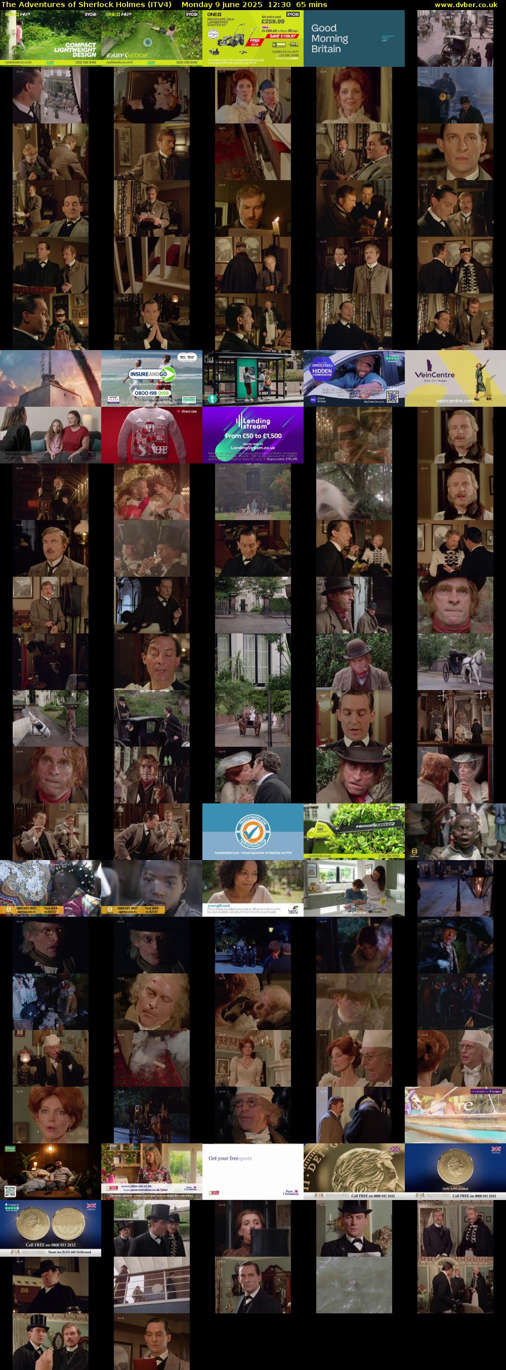 The Adventures of Sherlock Holmes (ITV4) Monday 9 June 2025 12:30 - 13:35