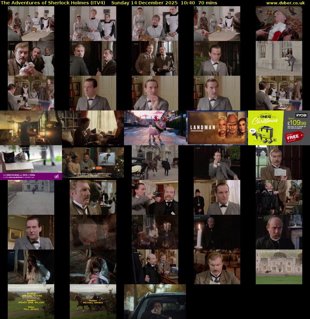 The Adventures of Sherlock Holmes (ITV4) Sunday 14 December 2025 10:40 - 11:50