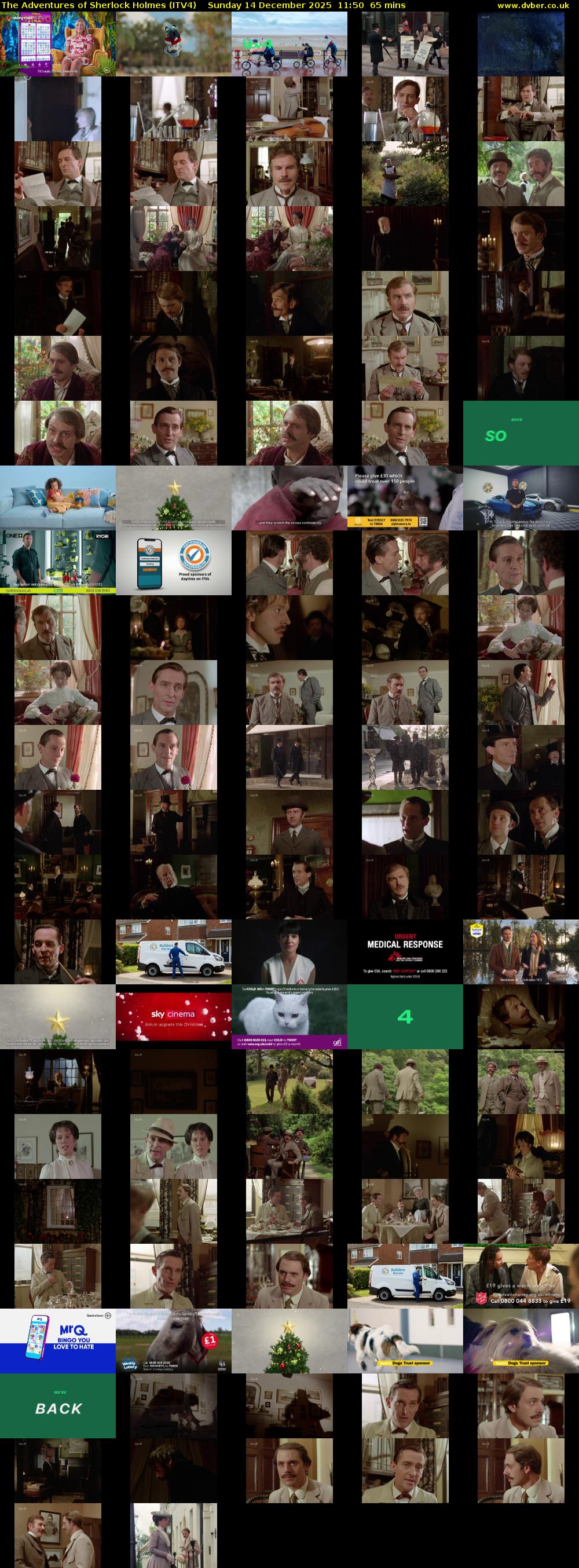 The Adventures of Sherlock Holmes (ITV4) Sunday 14 December 2025 11:50 - 12:55