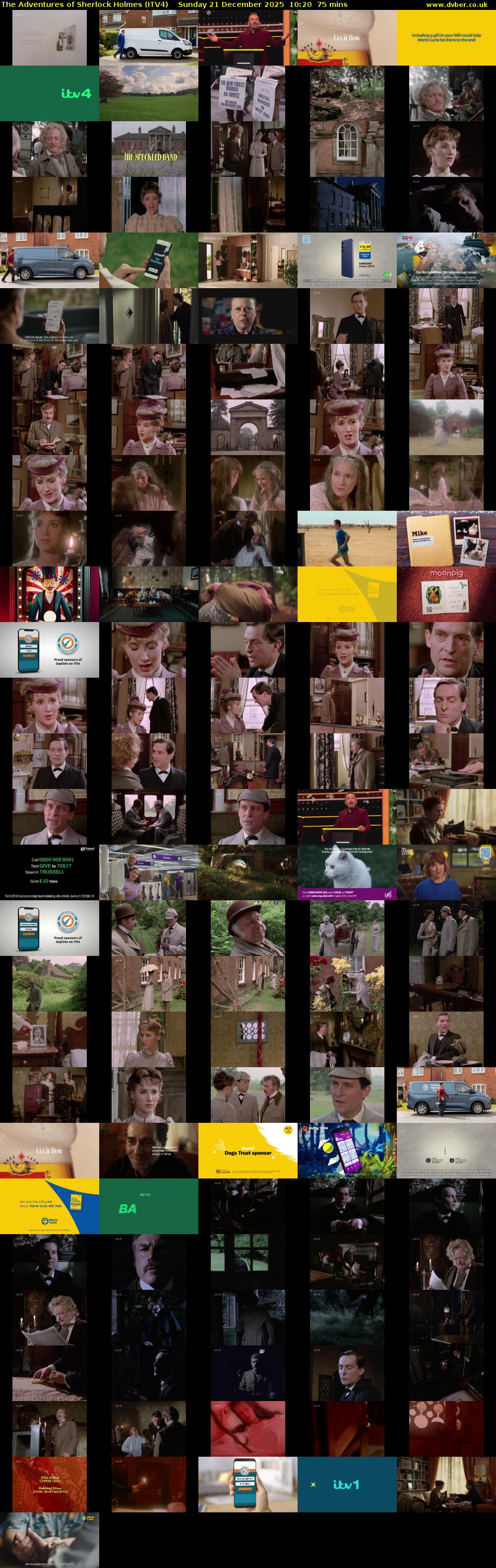 The Adventures of Sherlock Holmes (ITV4) Sunday 21 December 2025 10:20 - 11:35