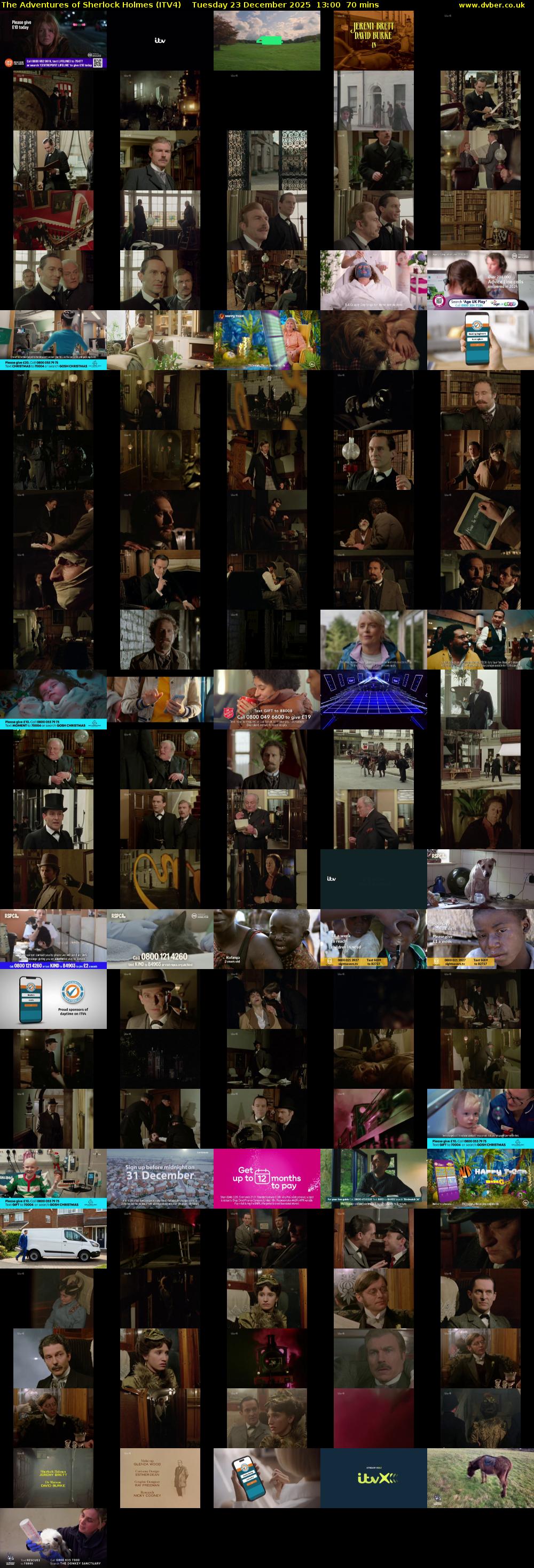 The Adventures of Sherlock Holmes (ITV4) Tuesday 23 December 2025 13:00 - 14:10