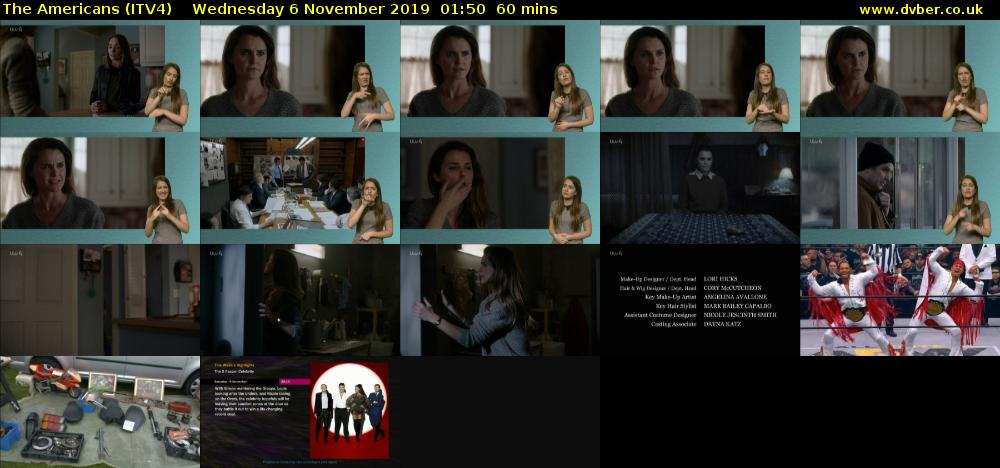 The Americans (ITV4) Wednesday 6 November 2019 01:50 - 02:50