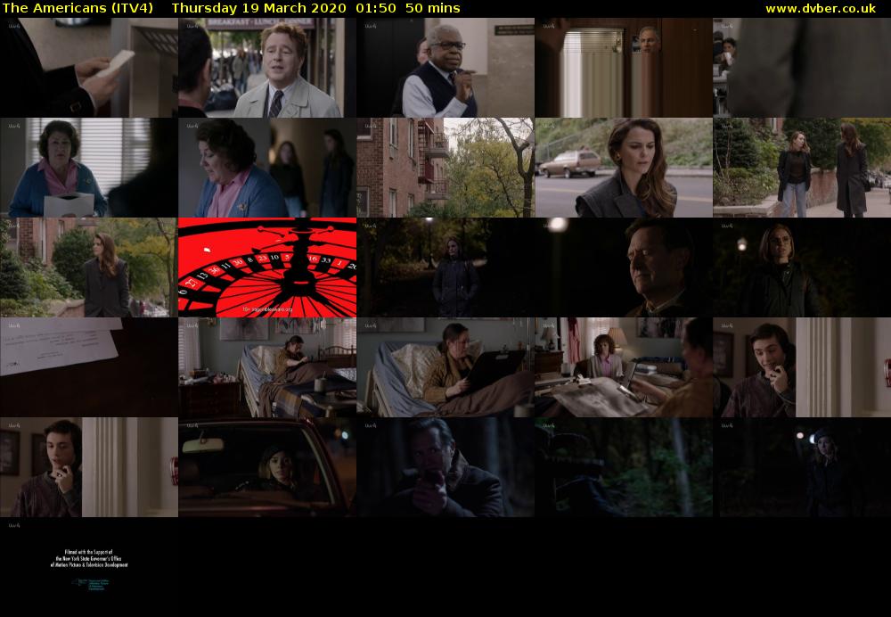 The Americans (ITV4) Thursday 19 March 2020 01:50 - 02:40