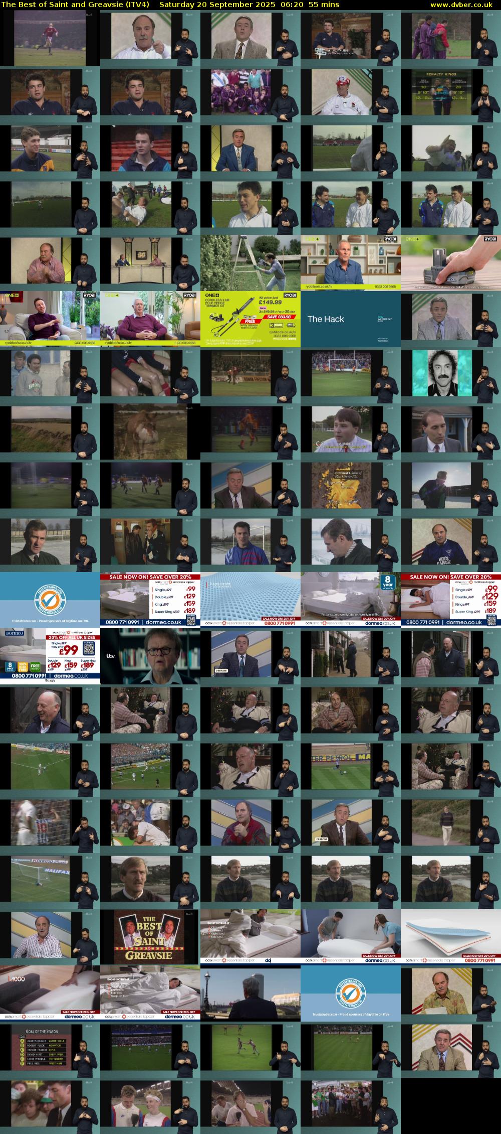 The Best of Saint and Greavsie (ITV4) Saturday 20 September 2025 06:20 - 07:15