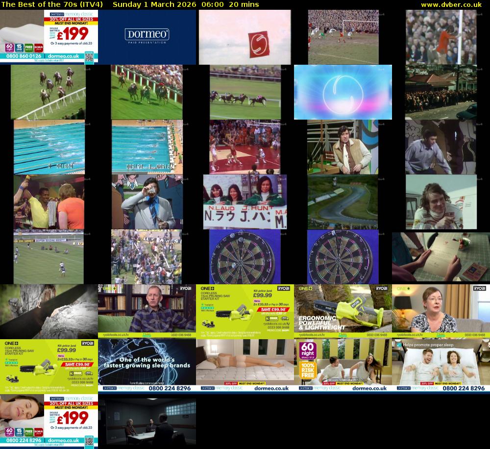 The Best of the 70s (ITV4) Sunday 1 March 2026 06:00 - 06:20