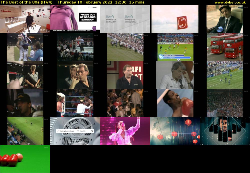 The Best of the 80s (ITV4) Thursday 10 February 2022 12:30 - 12:45