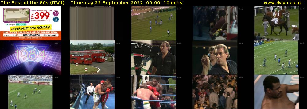 The Best of the 80s (ITV4) Thursday 22 September 2022 06:00 - 06:10