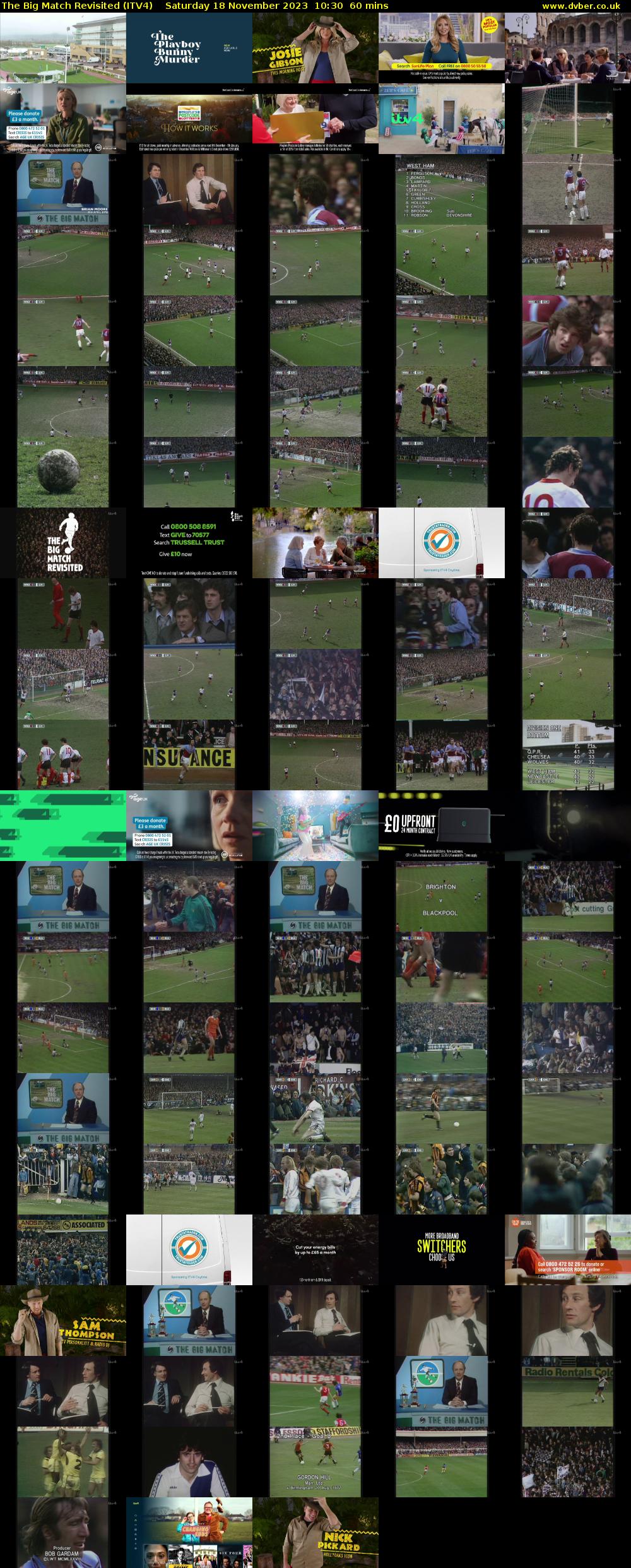 The Big Match Revisited (ITV4) Saturday 18 November 2023 10:30 - 11:30