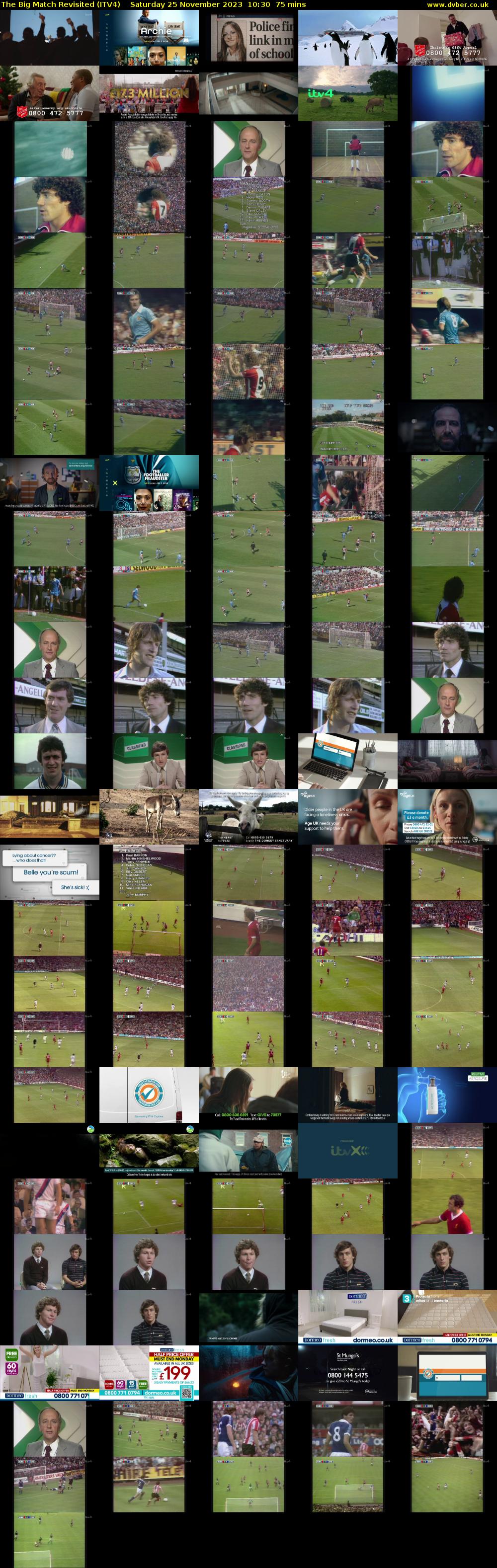 The Big Match Revisited (ITV4) Saturday 25 November 2023 10:30 - 11:45