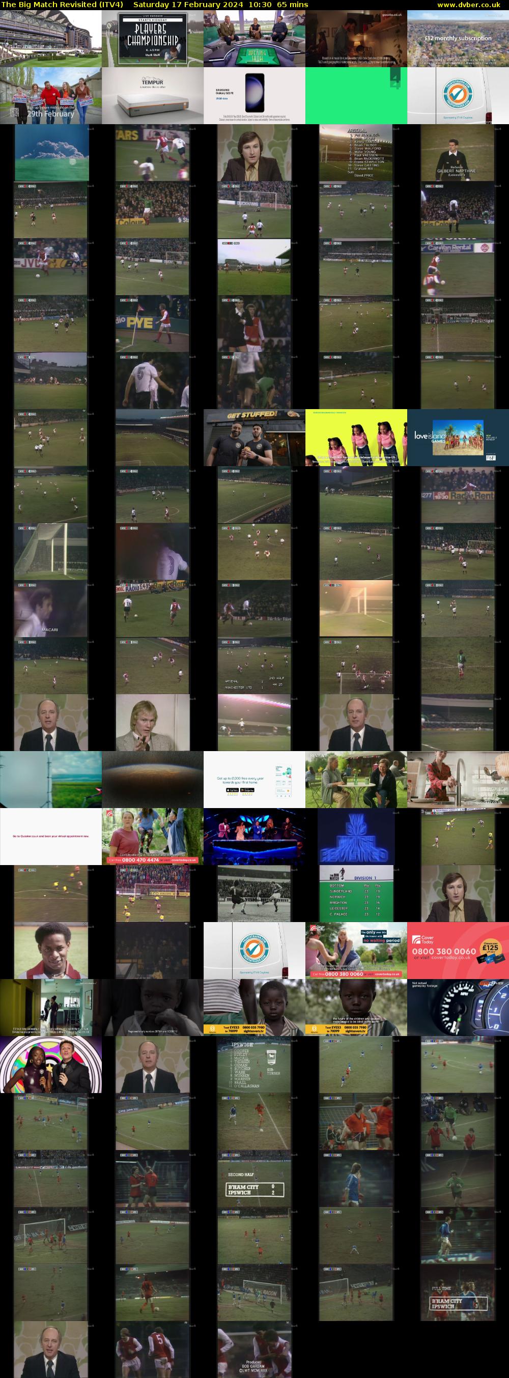 The Big Match Revisited (ITV4) Saturday 17 February 2024 10:30 - 11:35