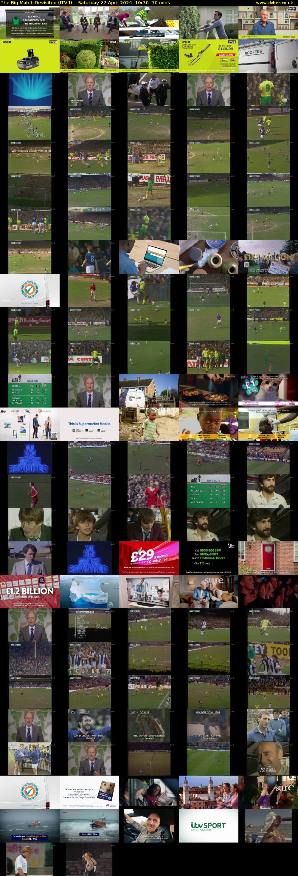 The Big Match Revisited (ITV4) Saturday 27 April 2024 10:30 - 11:40