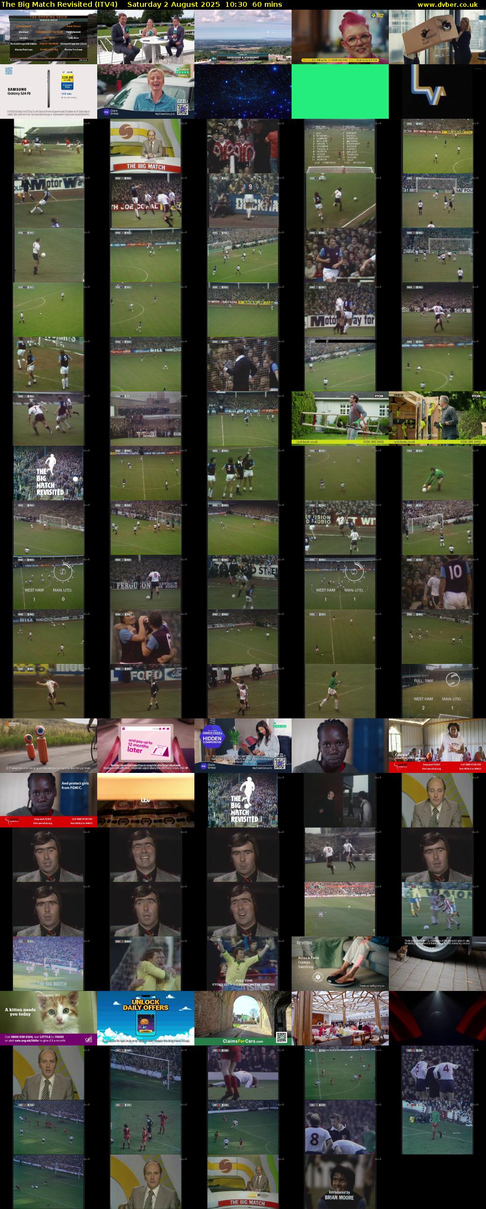 The Big Match Revisited (ITV4) Saturday 2 August 2025 10:30 - 11:30