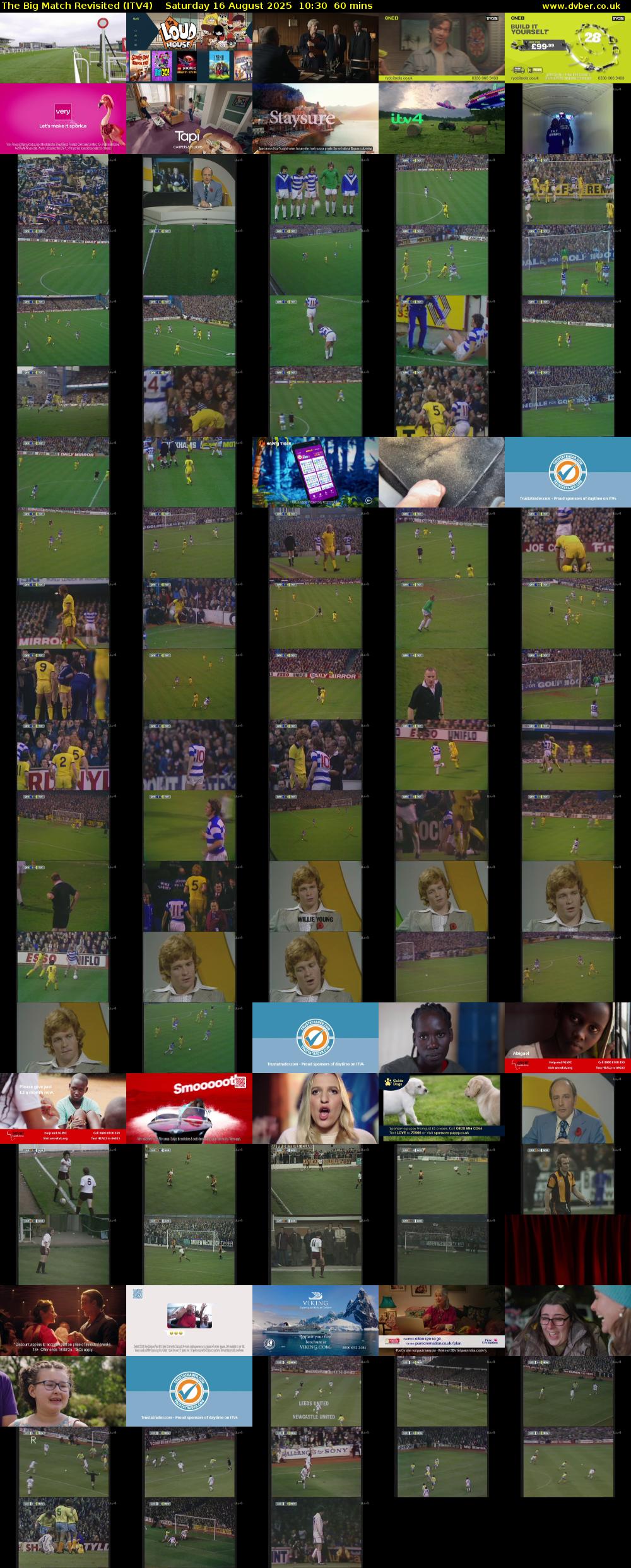 The Big Match Revisited (ITV4) Saturday 16 August 2025 10:30 - 11:30