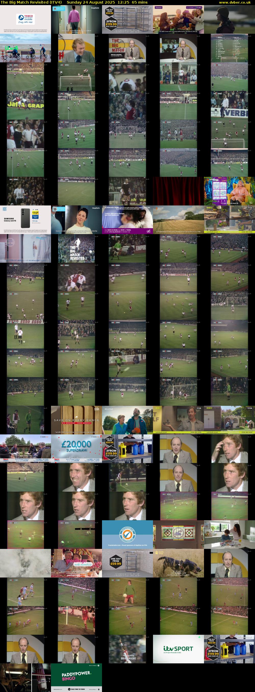 The Big Match Revisited (ITV4) Sunday 24 August 2025 12:25 - 13:30