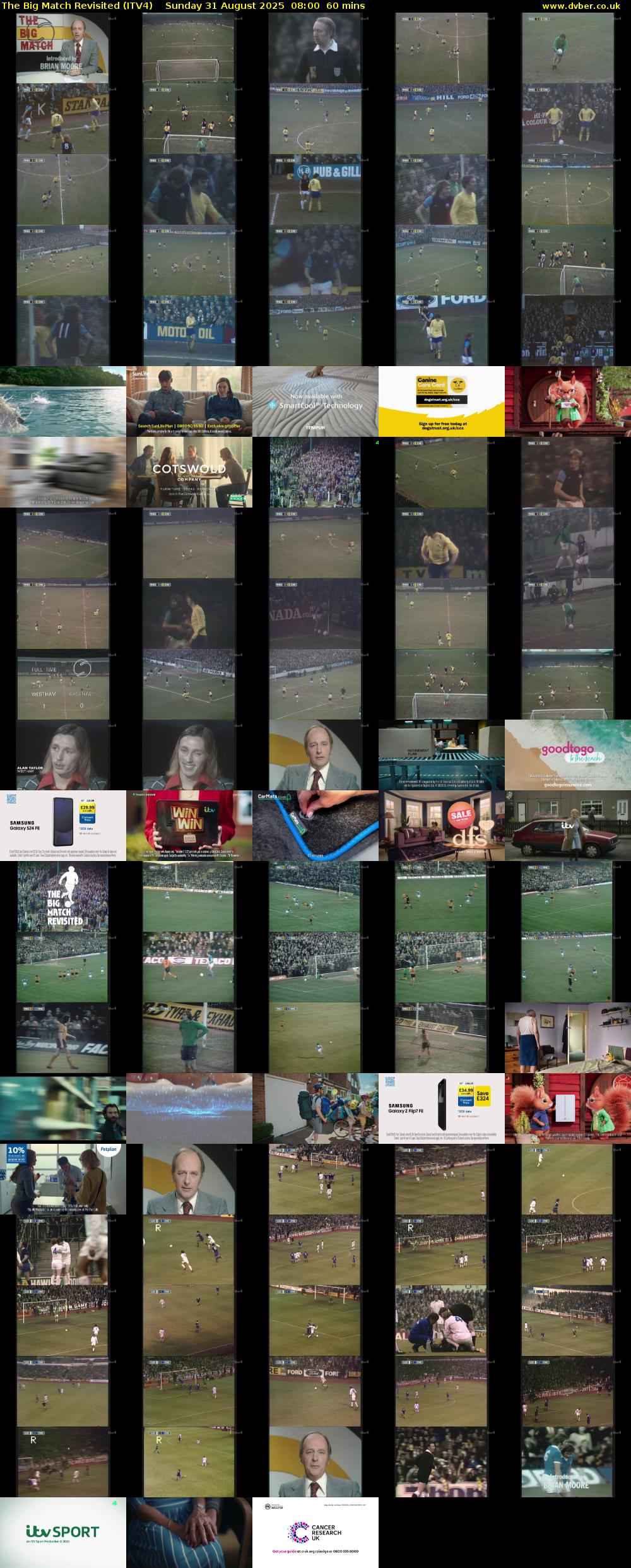 The Big Match Revisited (ITV4) Sunday 31 August 2025 08:00 - 09:00