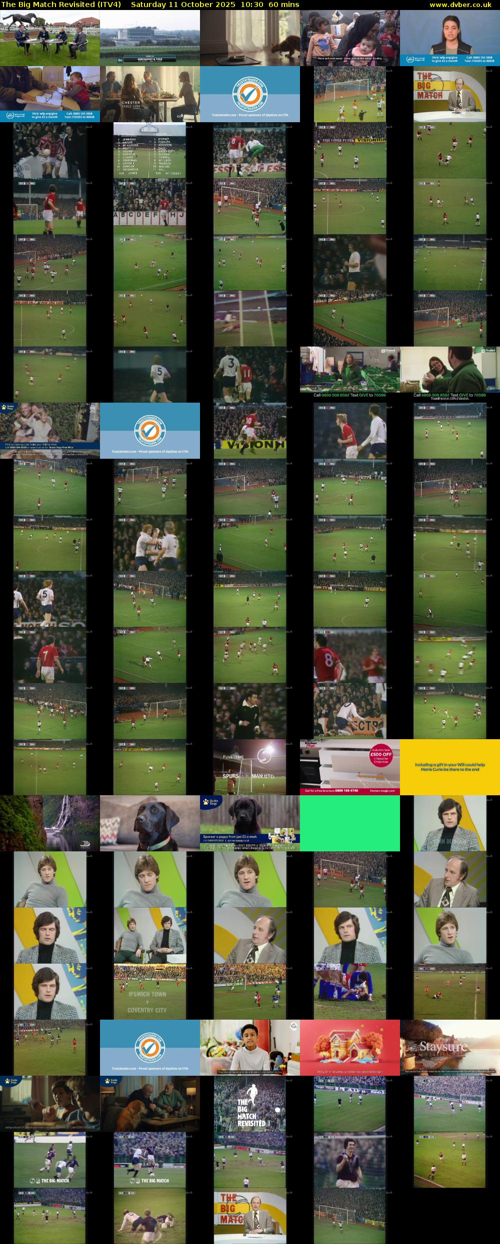 The Big Match Revisited (ITV4) Saturday 11 October 2025 10:30 - 11:30