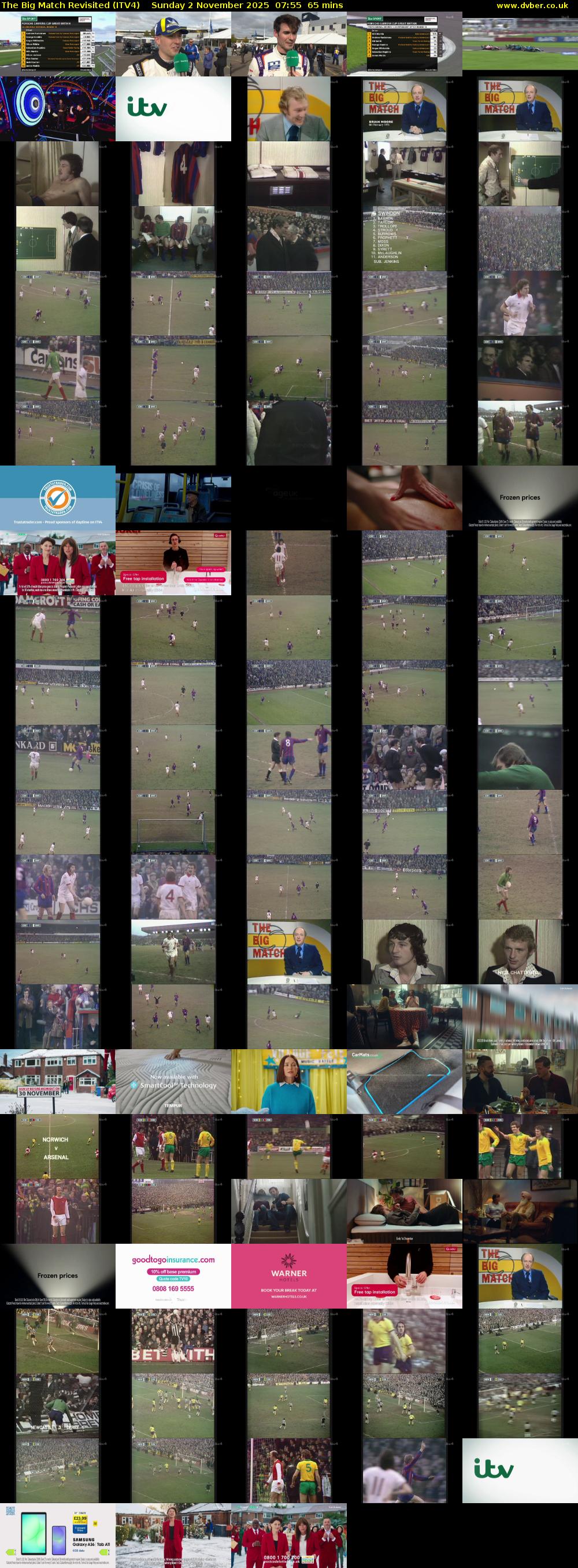 The Big Match Revisited (ITV4) Sunday 2 November 2025 07:55 - 09:00