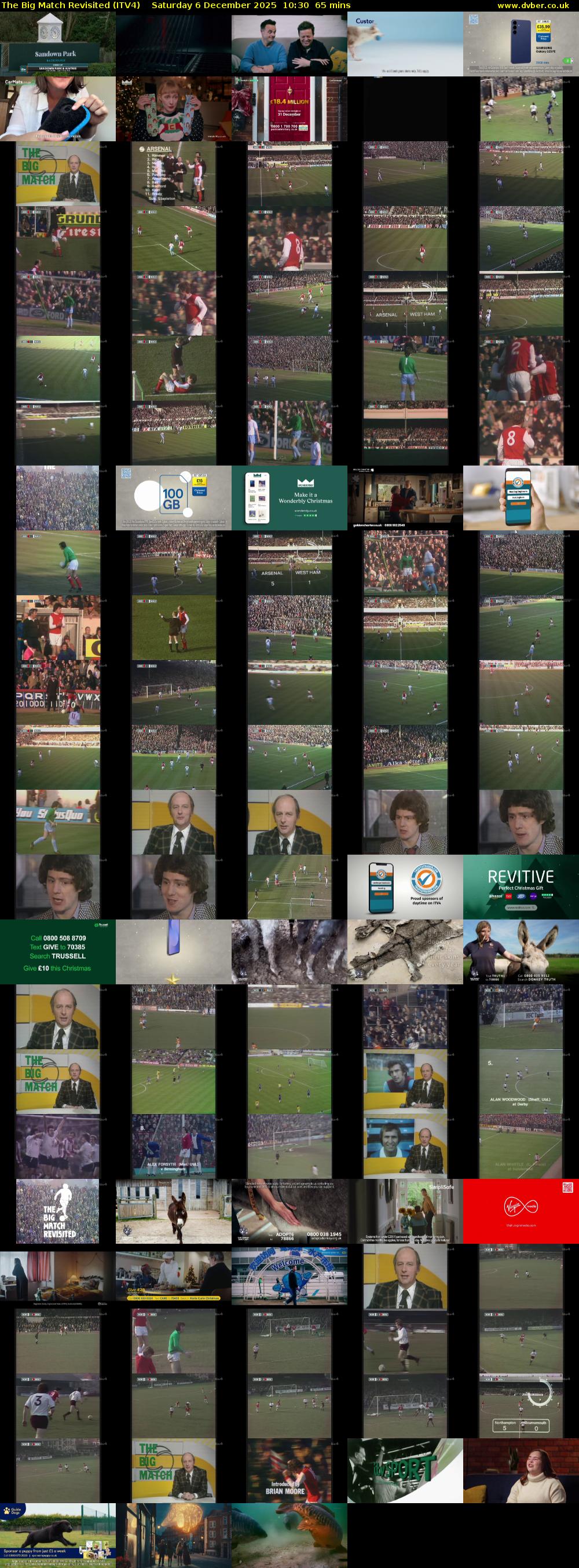 The Big Match Revisited (ITV4) Saturday 6 December 2025 10:30 - 11:35