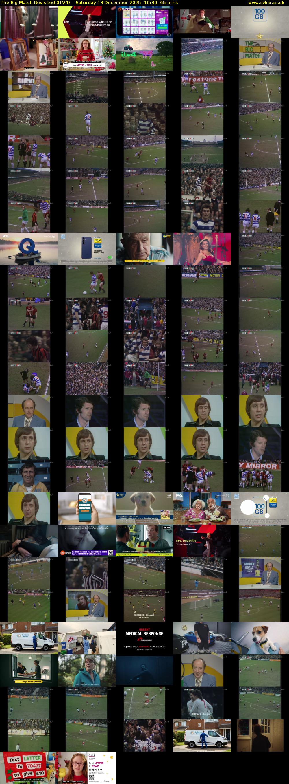 The Big Match Revisited (ITV4) Saturday 13 December 2025 10:30 - 11:35
