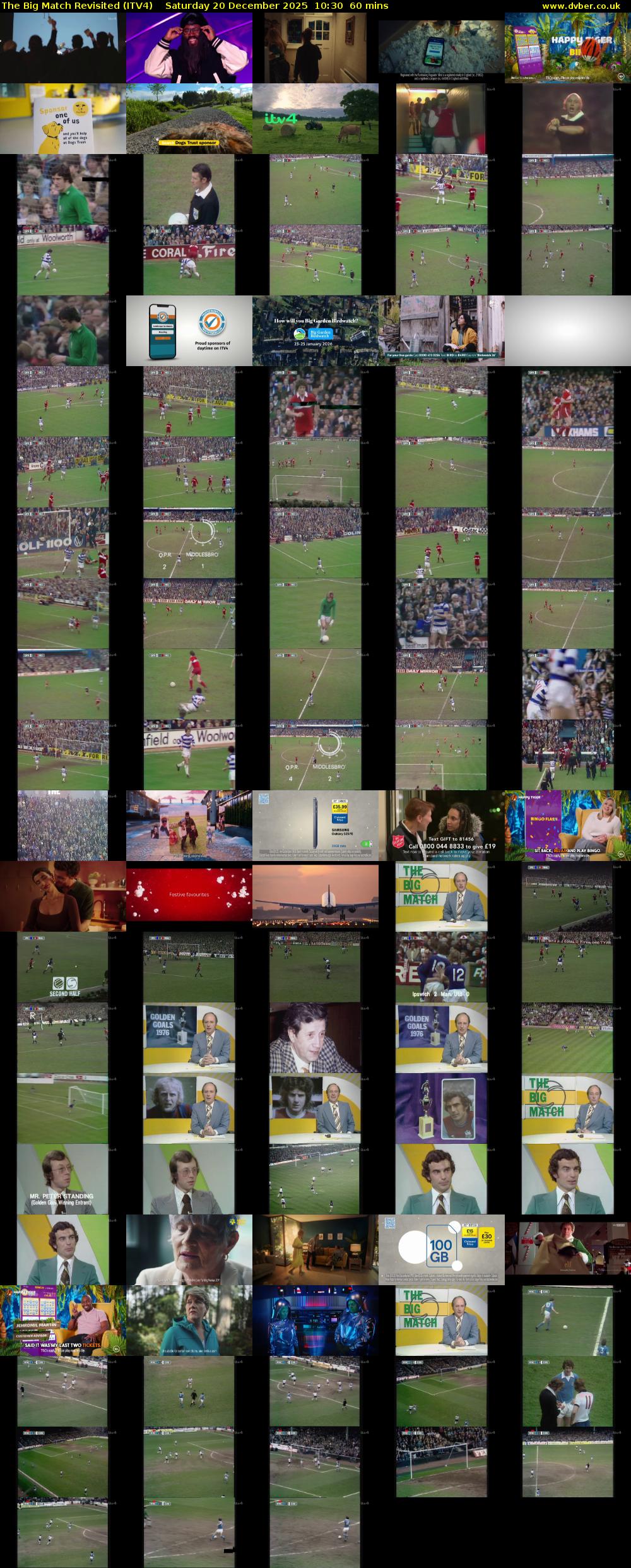 The Big Match Revisited (ITV4) Saturday 20 December 2025 10:30 - 11:30