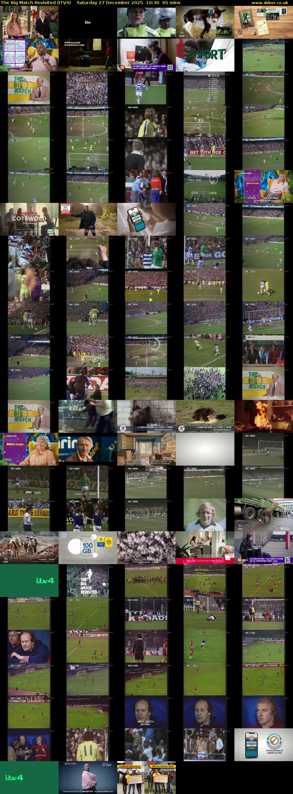 The Big Match Revisited (ITV4) Saturday 27 December 2025 10:30 - 11:35