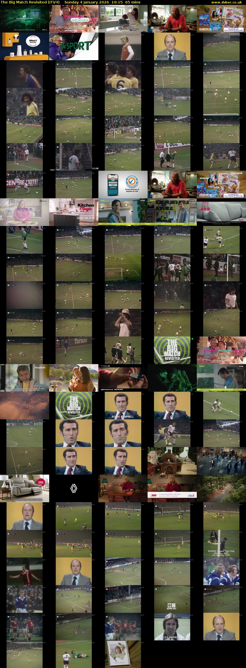 The Big Match Revisited (ITV4) Sunday 4 January 2026 10:15 - 11:20