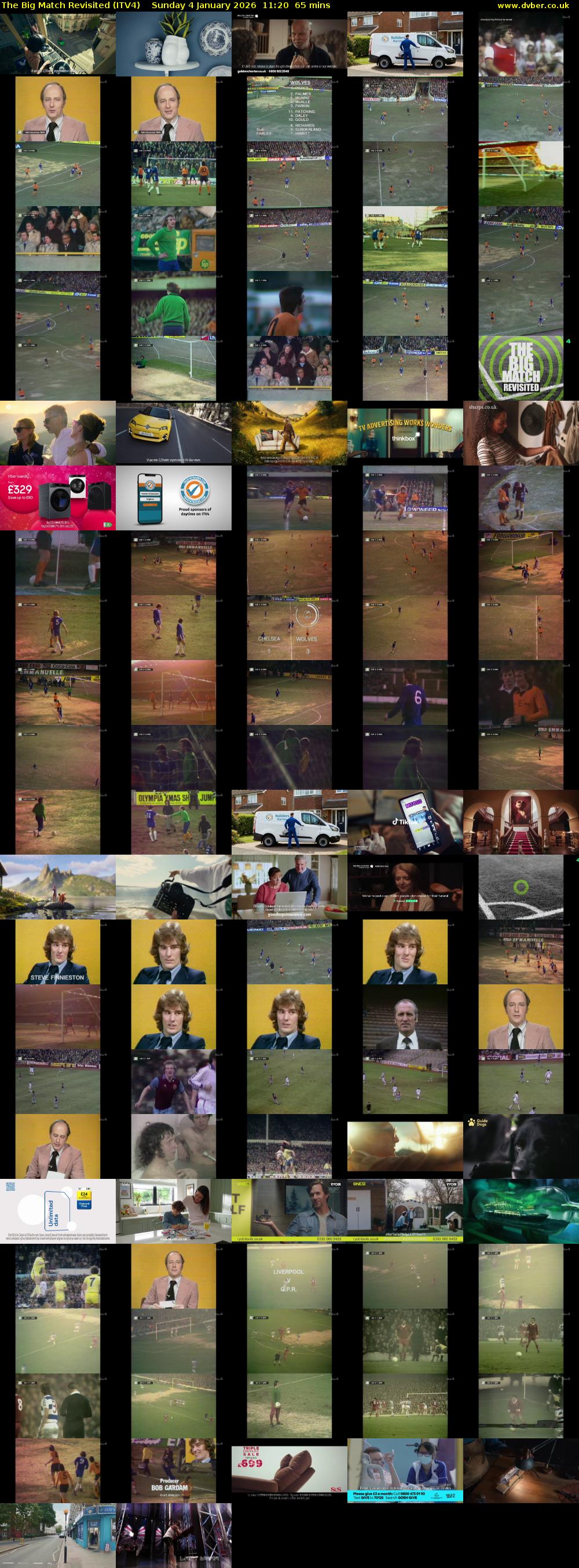 The Big Match Revisited (ITV4) Sunday 4 January 2026 11:20 - 12:25