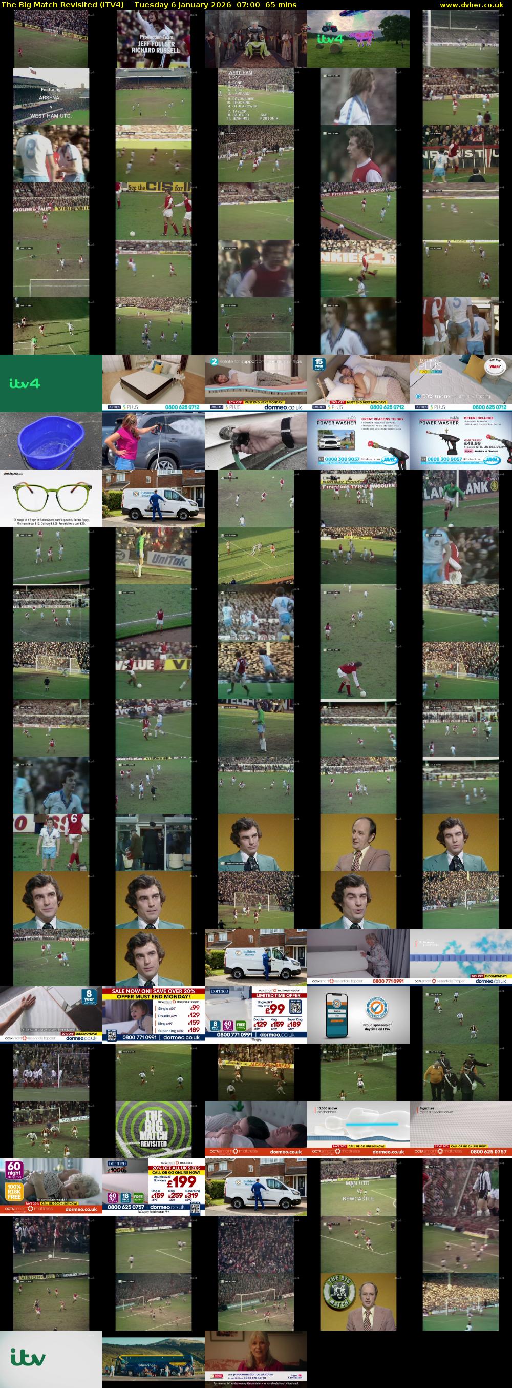 The Big Match Revisited (ITV4) Tuesday 6 January 2026 07:00 - 08:05