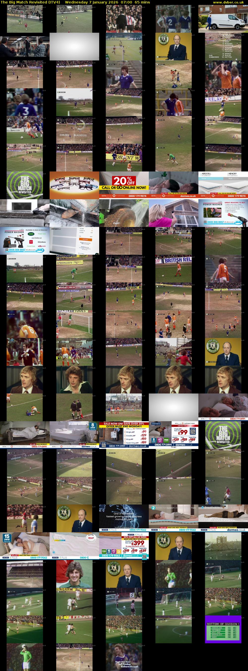 The Big Match Revisited (ITV4) Wednesday 7 January 2026 07:00 - 08:05