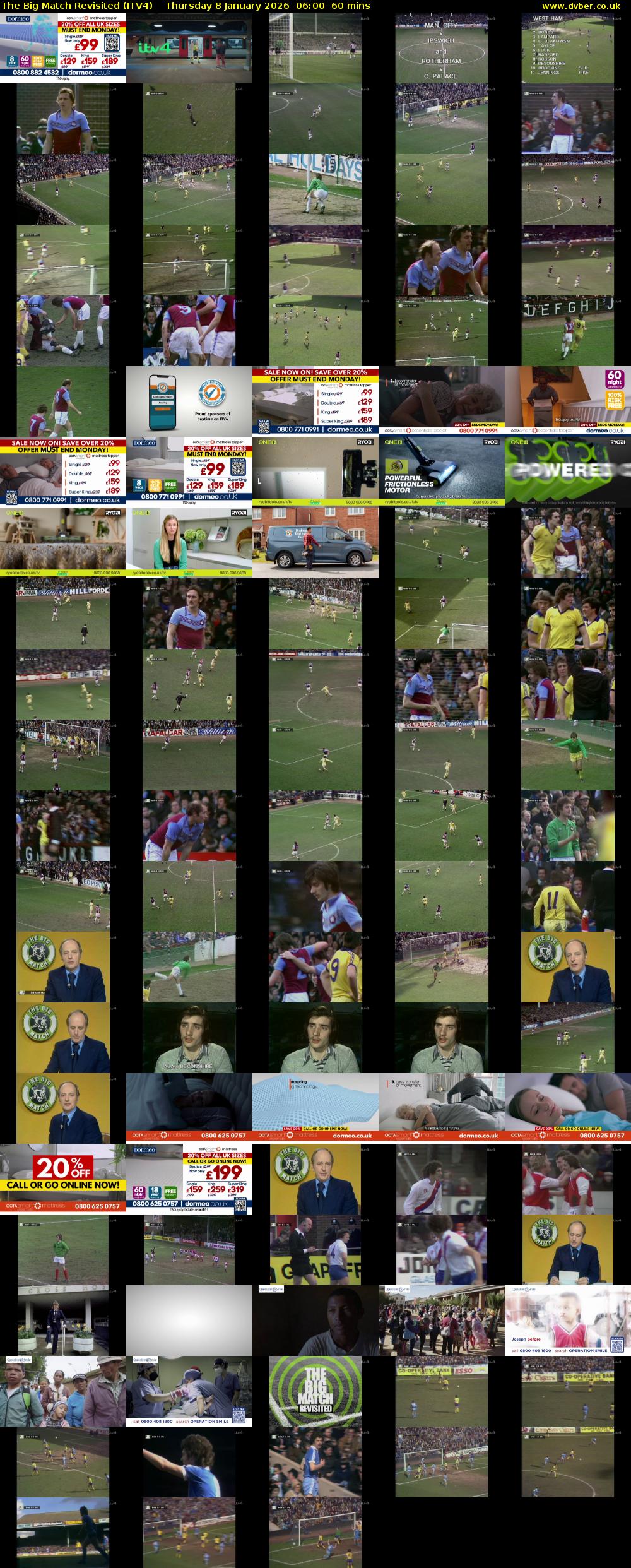 The Big Match Revisited (ITV4) Thursday 8 January 2026 06:00 - 07:00