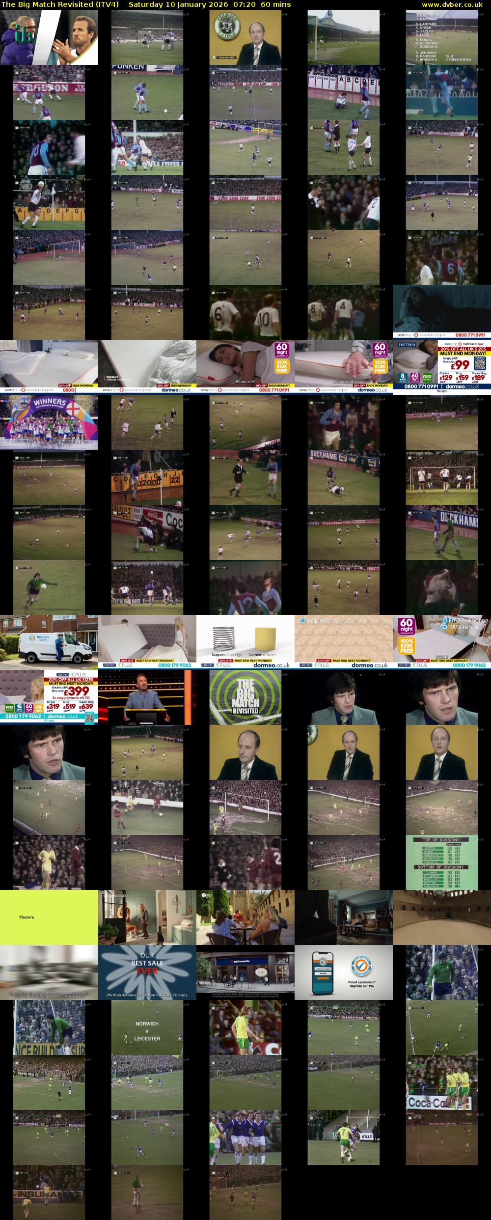 The Big Match Revisited (ITV4) Saturday 10 January 2026 07:20 - 08:20