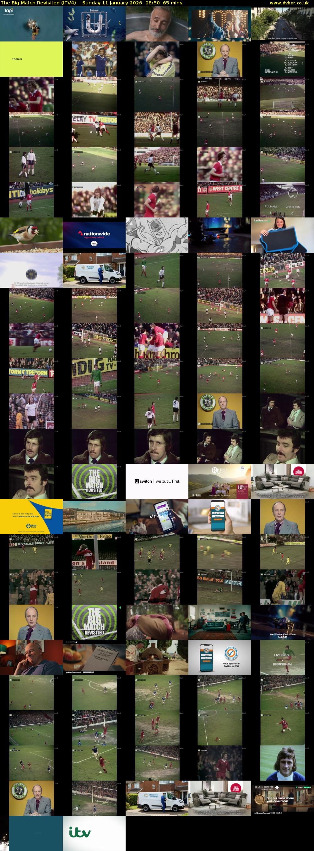 The Big Match Revisited (ITV4) Sunday 11 January 2026 08:50 - 09:55