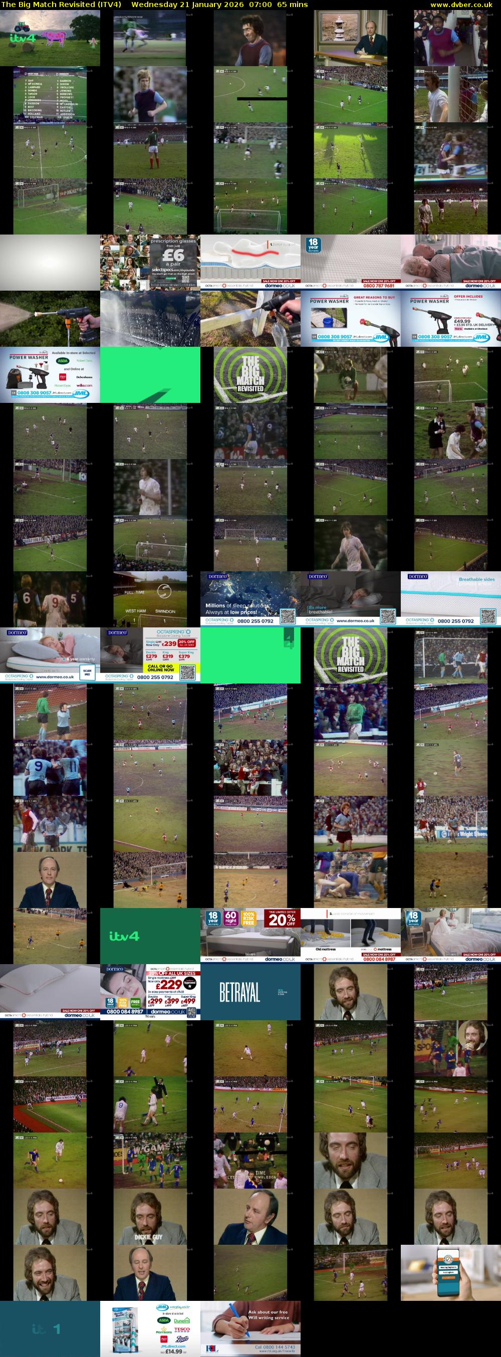 The Big Match Revisited (ITV4) Wednesday 21 January 2026 07:00 - 08:05