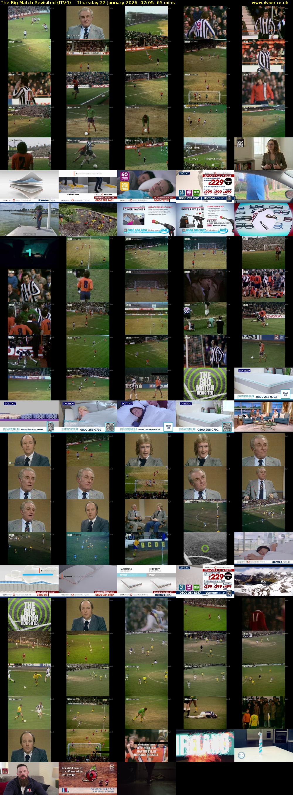 The Big Match Revisited (ITV4) Thursday 22 January 2026 07:05 - 08:10