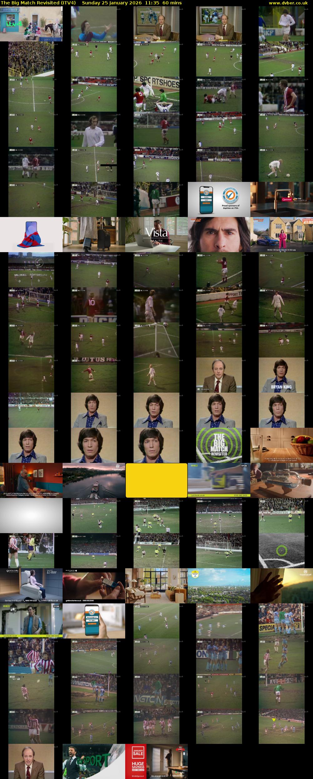 The Big Match Revisited (ITV4) Sunday 25 January 2026 10:30 - 12:35