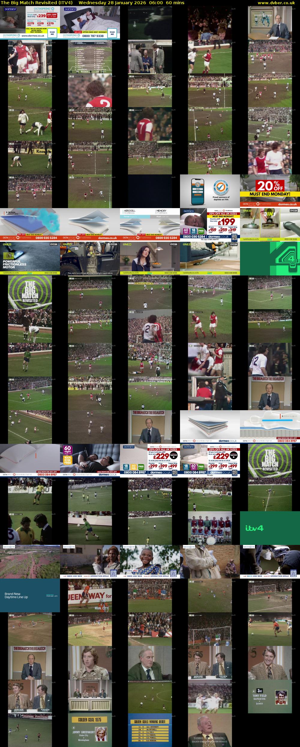 The Big Match Revisited (ITV4) Wednesday 28 January 2026 06:00 - 07:00