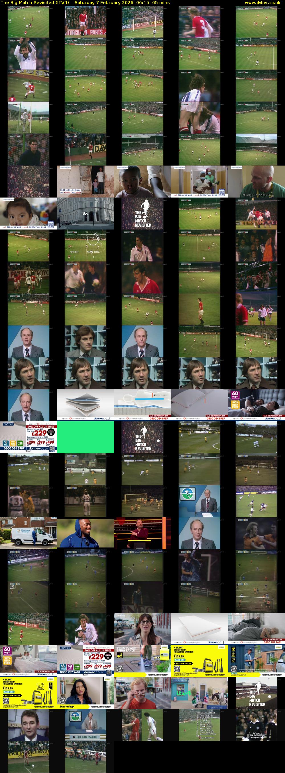 The Big Match Revisited (ITV4) Saturday 7 February 2026 06:15 - 07:20