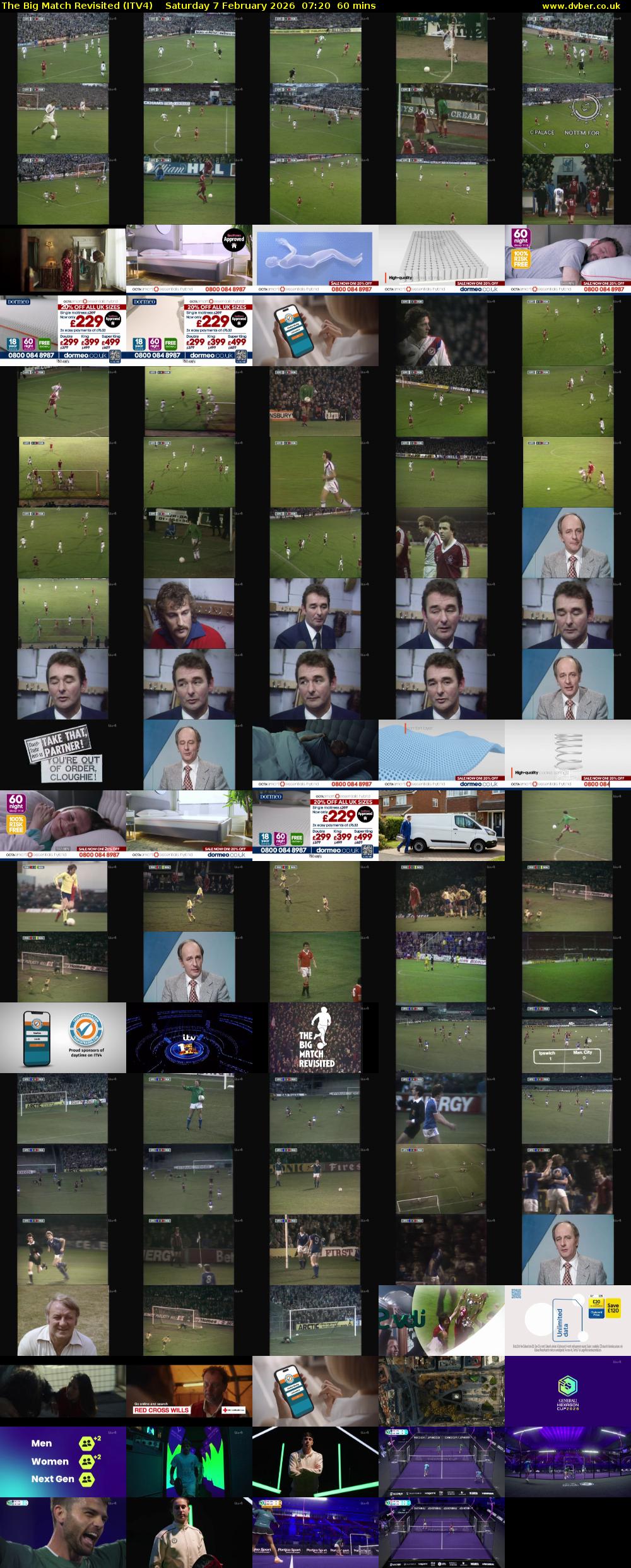 The Big Match Revisited (ITV4) Saturday 7 February 2026 07:20 - 08:20