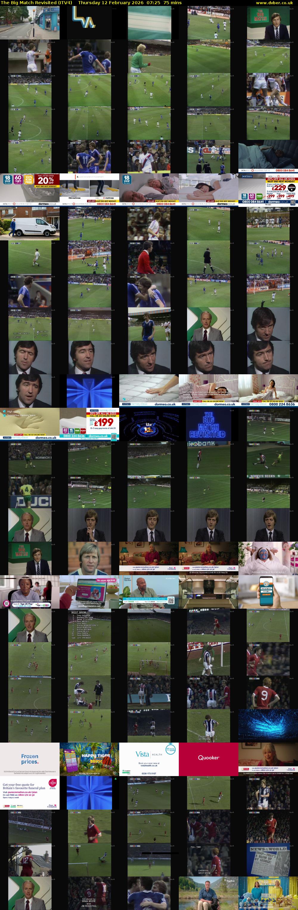 The Big Match Revisited (ITV4) Thursday 12 February 2026 07:25 - 08:40