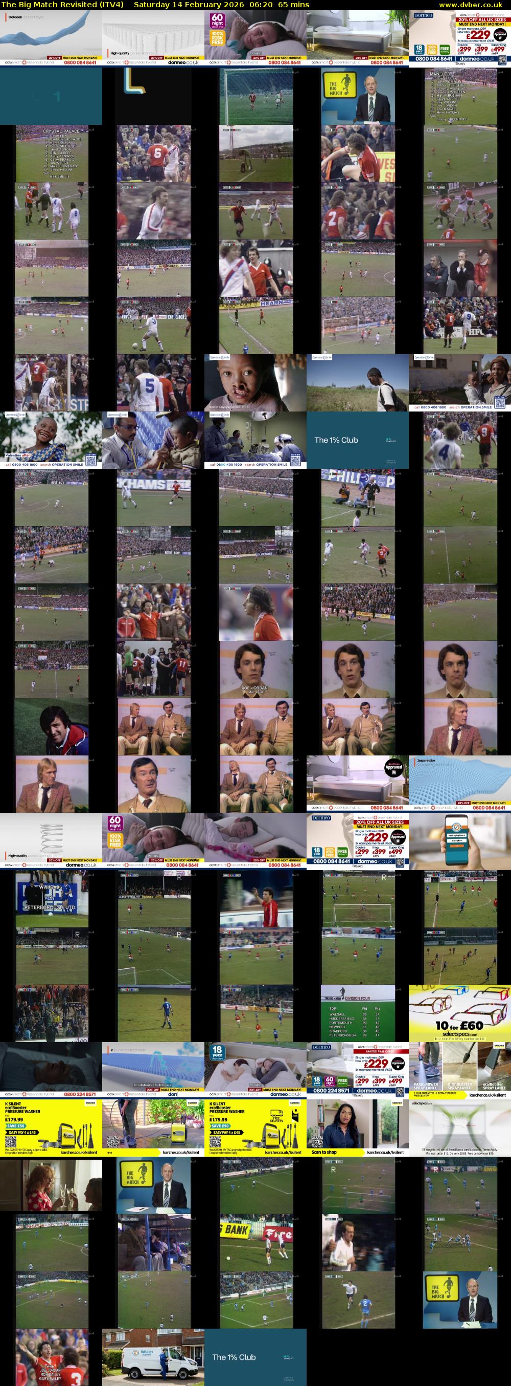 The Big Match Revisited (ITV4) Saturday 14 February 2026 06:20 - 07:25