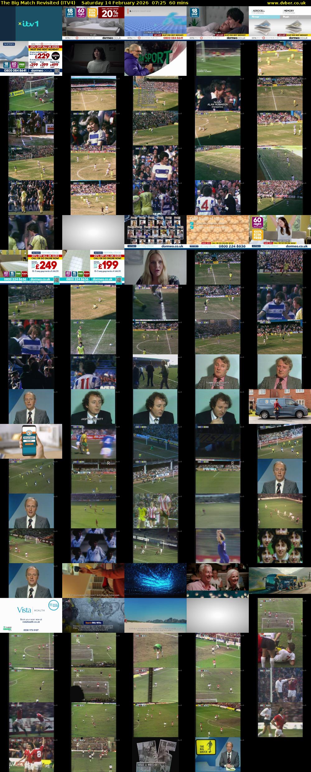The Big Match Revisited (ITV4) Saturday 14 February 2026 07:25 - 08:25